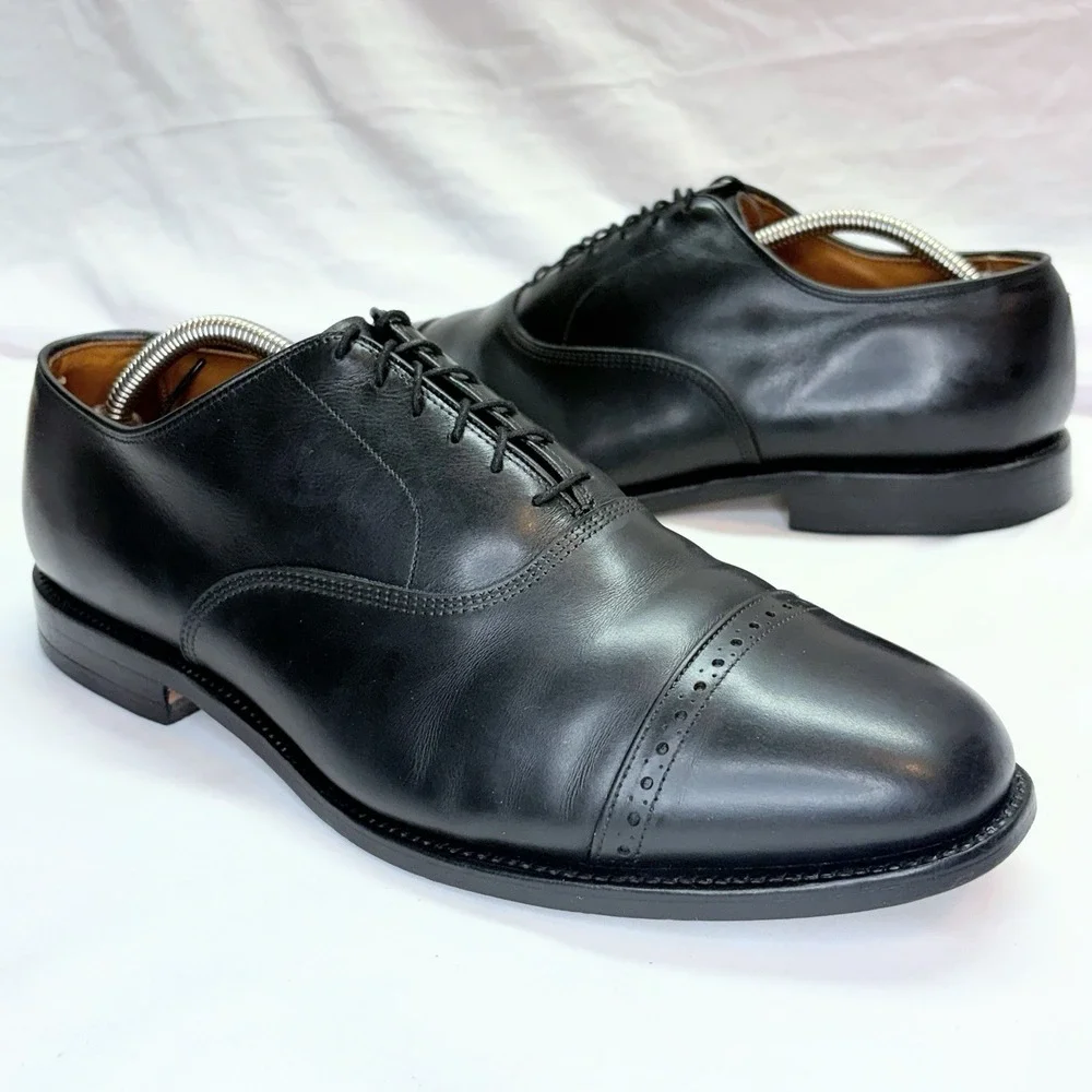 Allen Edmonds Byron Dress Shoes Men's US 11 3E Wide Black Leather Oxford Cap Toe